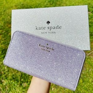 Kate Spade Shimmy Tinsel Continental wallet. Purple. New without tags.